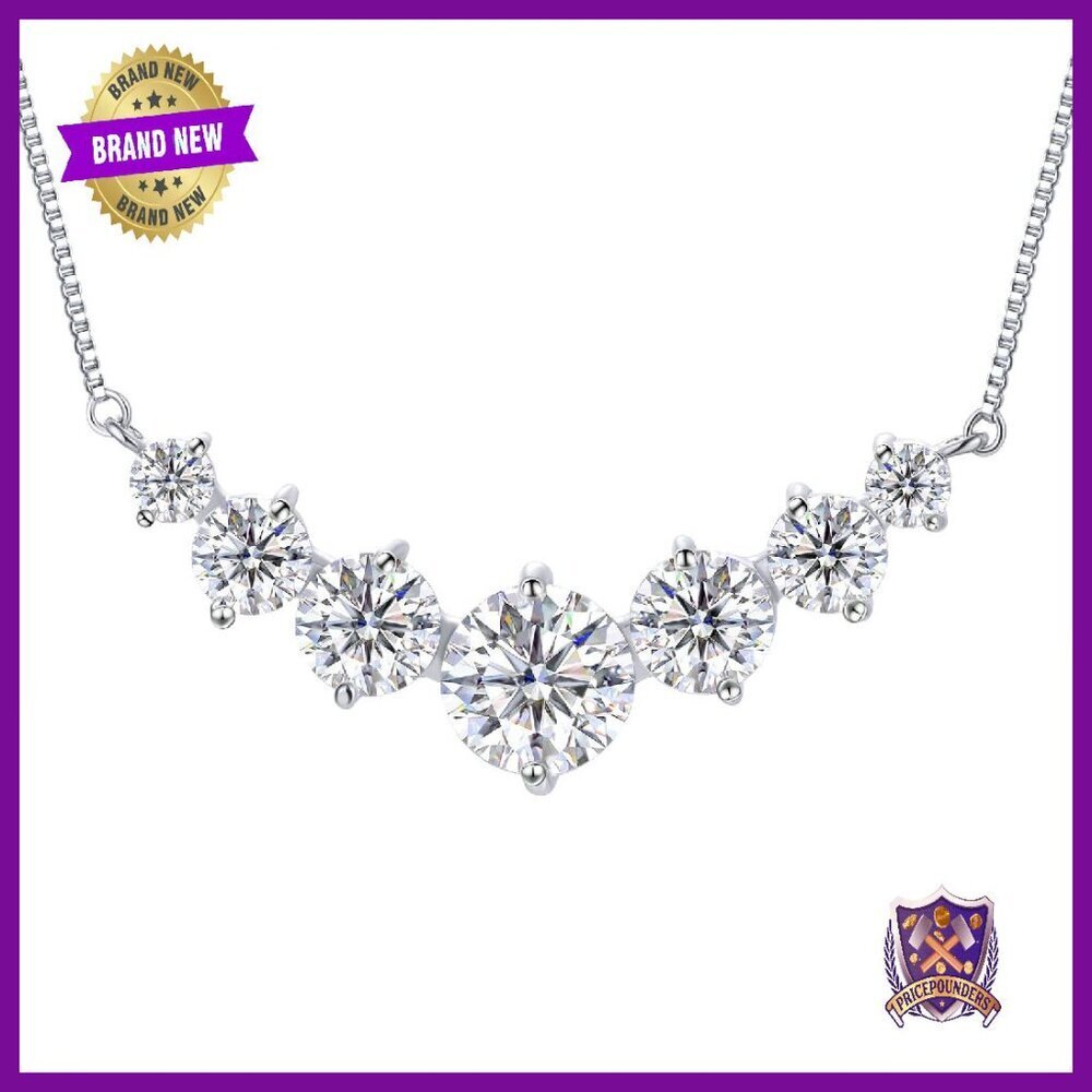 5.0 Carat Moissanite Pendant Necklace 18k Gold Plated Sterling Silver